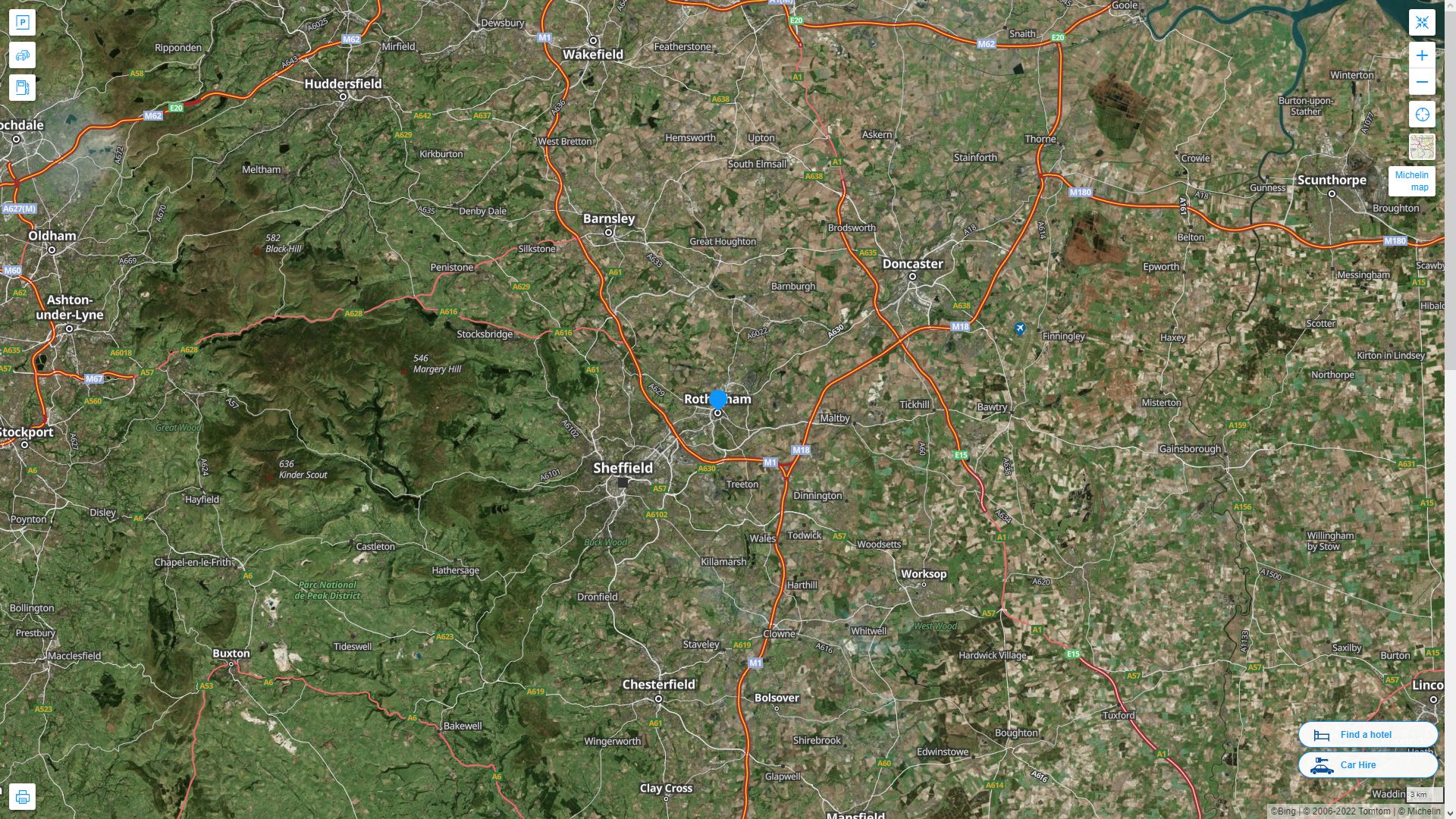 Rotherham Highway and Road Map with Satellite View